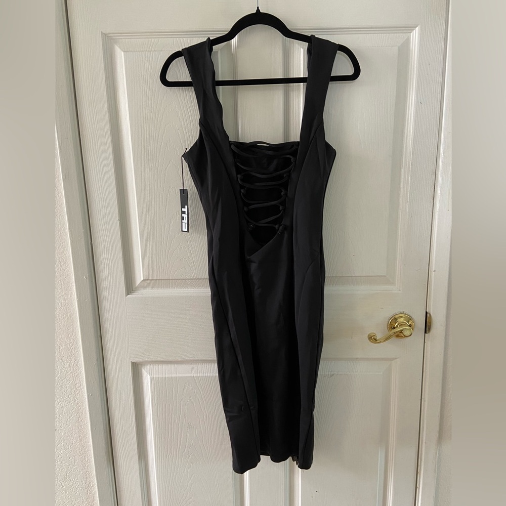 NWT Ta3 Squarey Black Shapewear Corset Pencil Dress Women’s Size Large Short - Picture 4 of 9